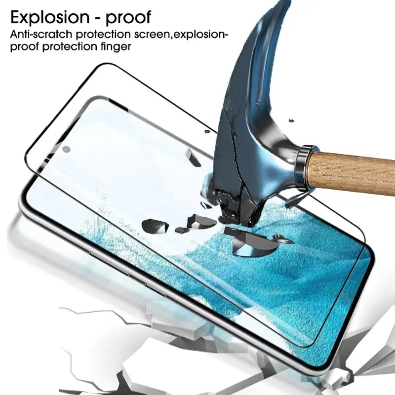 a close up of a hammer hitting a glass screen on a phone