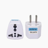 a white and blue plug with a white background