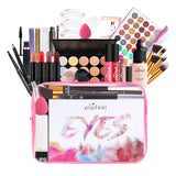 a pink makeup bag filled with cosmetics and cosmetics products