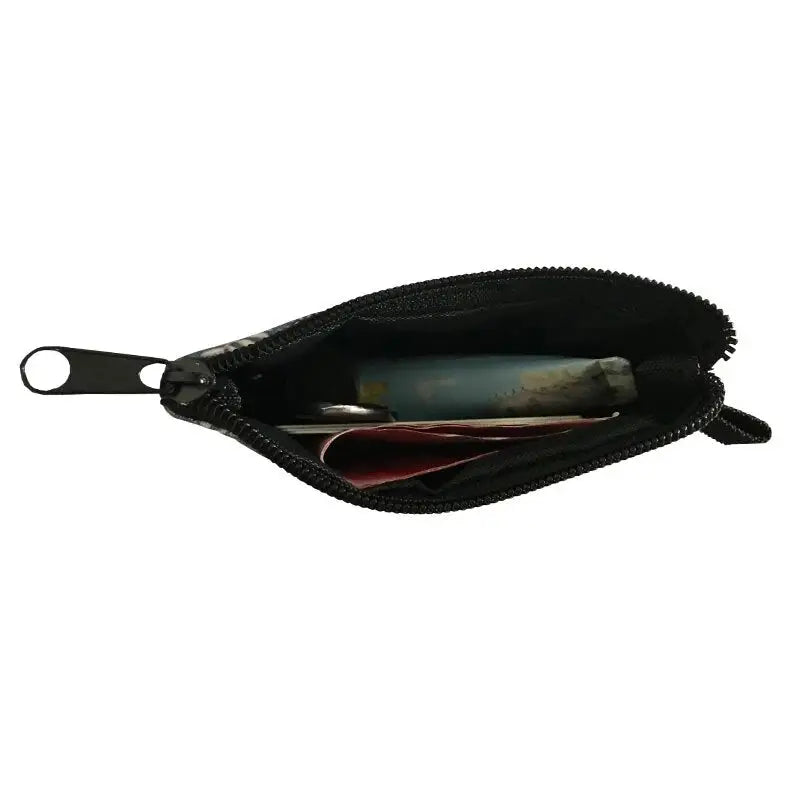 the black leather wallet with zipper closure