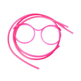 a pink plastic eyeglass with a pair of glasses