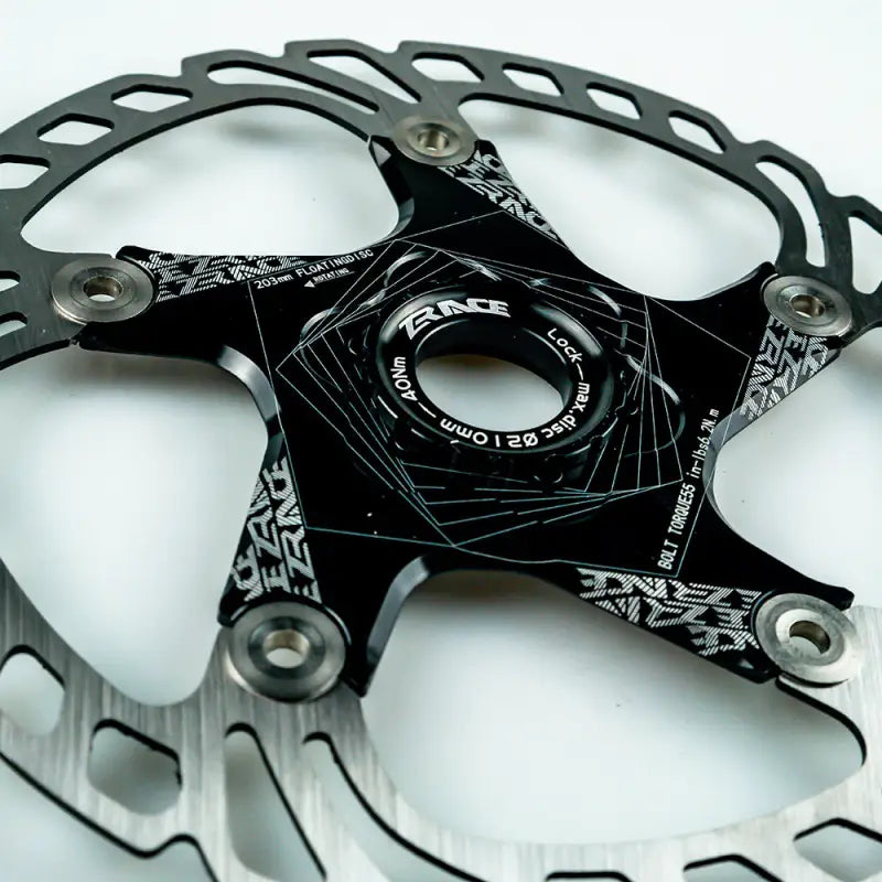 a close up of a black and white rotor