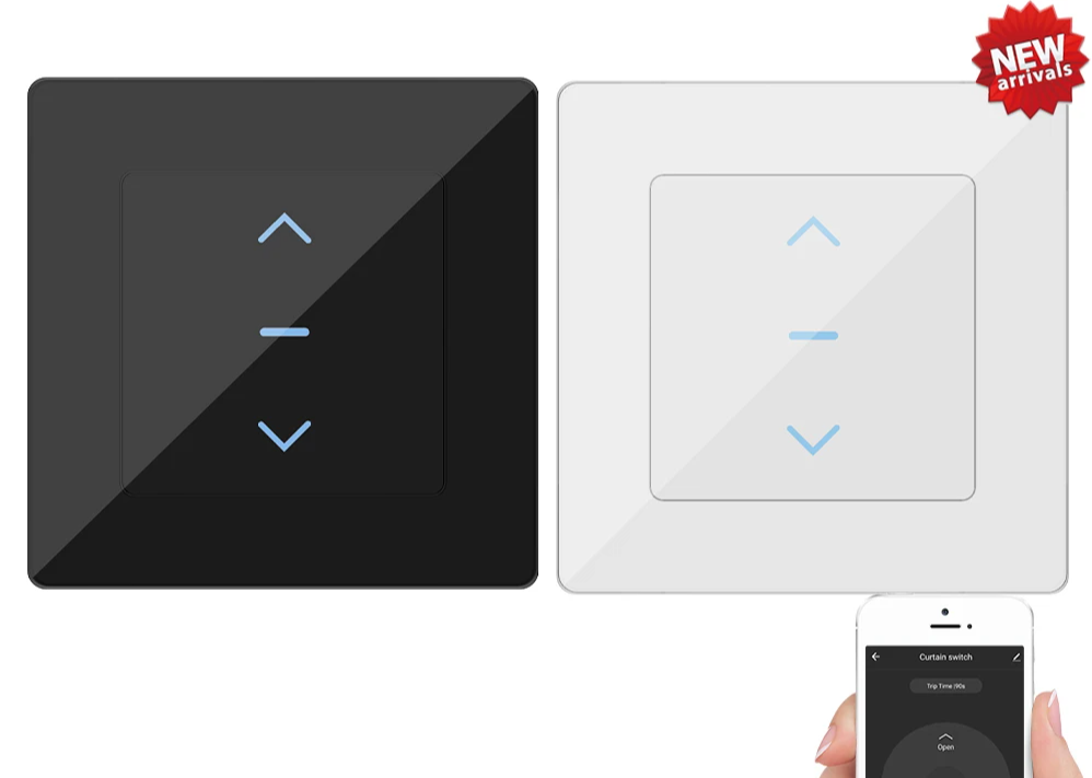 Tuya Smart Curtain Touch Switch - WiFi Motorized CurtainBlind Shutter Control via SmartLife Google Alexa Apps