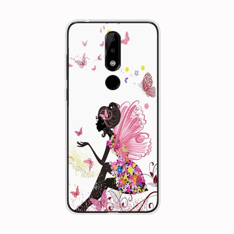 a girl with butterflies and flowers on her back case for motorola z2