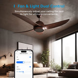 a ceiling fan with a remote control