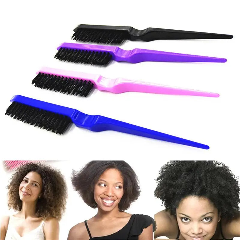 a woman with curly hair brushes and a comb