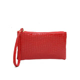 the red crocodile skin leather clutch bag