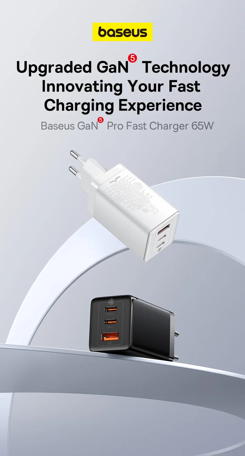 Fast charger with multiple USB ports in white and black color variants.