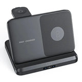 Fast charging wireless charging pad with multiple device support and a 3-in-1 design.