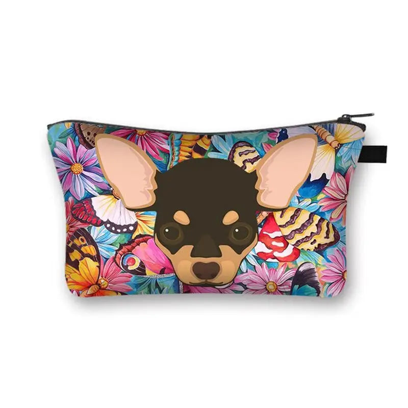 a small pouch bag with a chihuahua dog on it