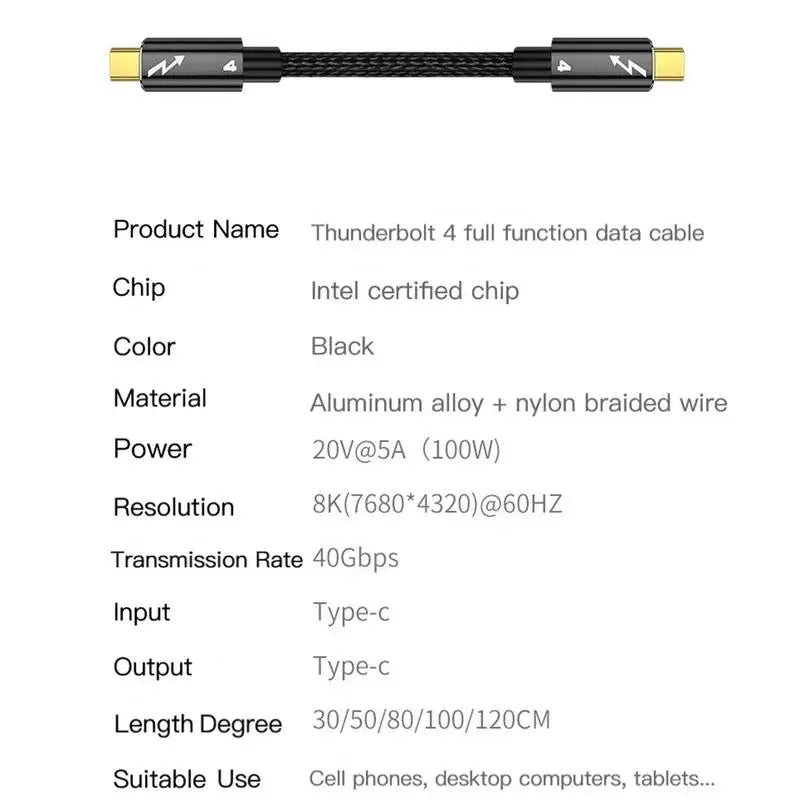 a close up of a cable with a description of the product