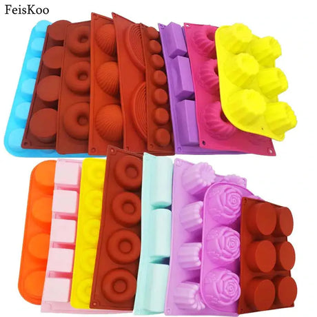 a close up of a bunch of different colored ice trays