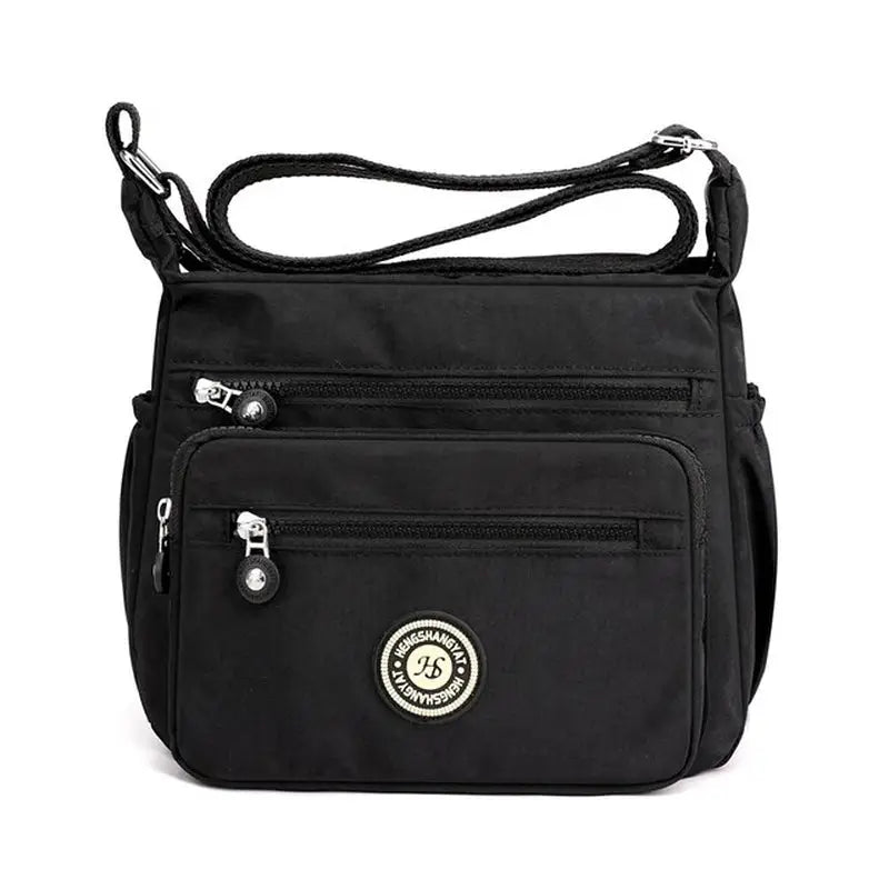 the black nylon bag with zipper closure