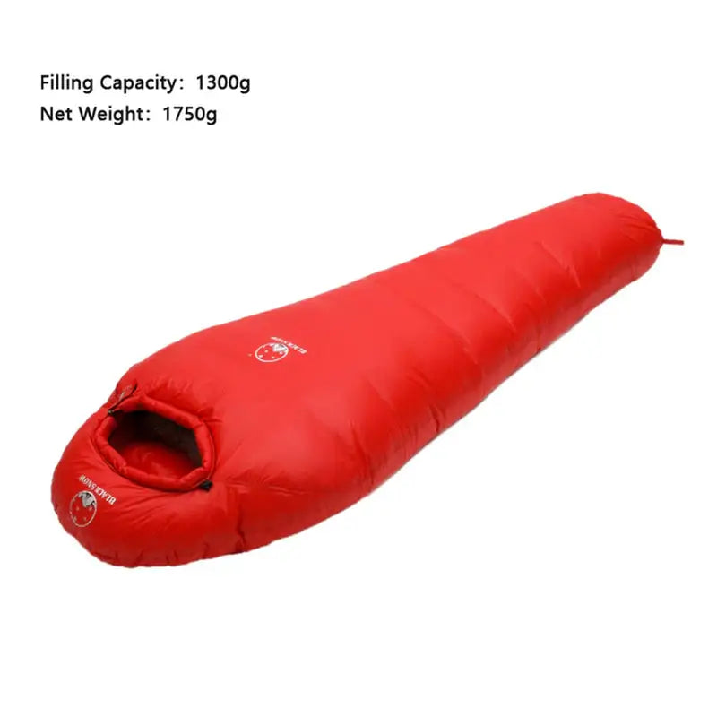 the sleeping bag is red and has a zipper closure