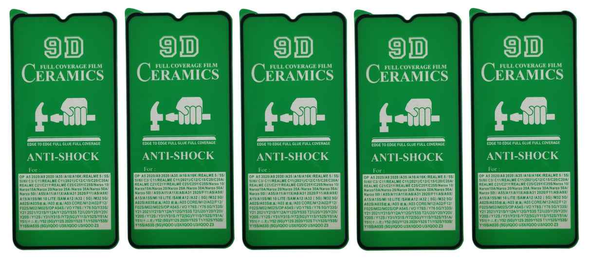 Five anti-shock ceramic screen protectors.