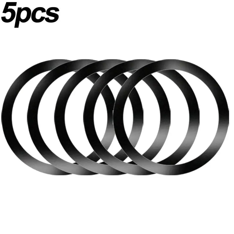a set of five black rings with a white background