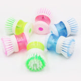 a set of colorful plastic tooth brushes