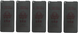 Five dark-grey phone screen protectors with rounded corners.