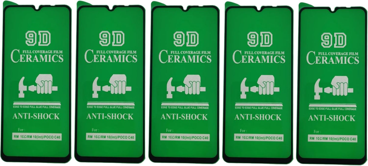 Five green 9D ceramics anti-shock screen protectors.
