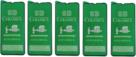 Five green anti-shock ceramic screen protectors.