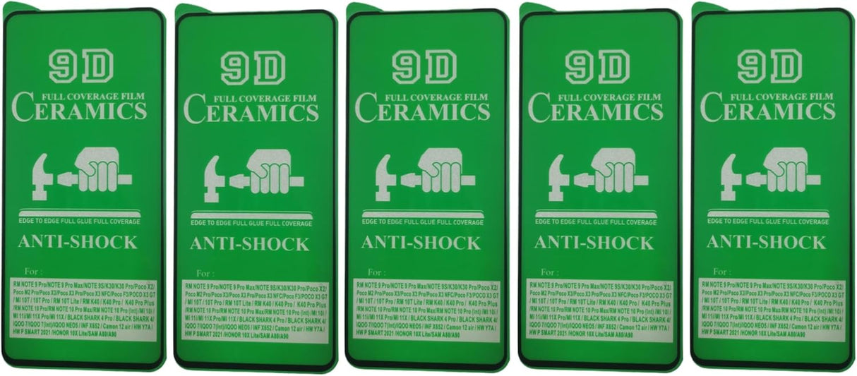 Five green anti-shock screen protectors.