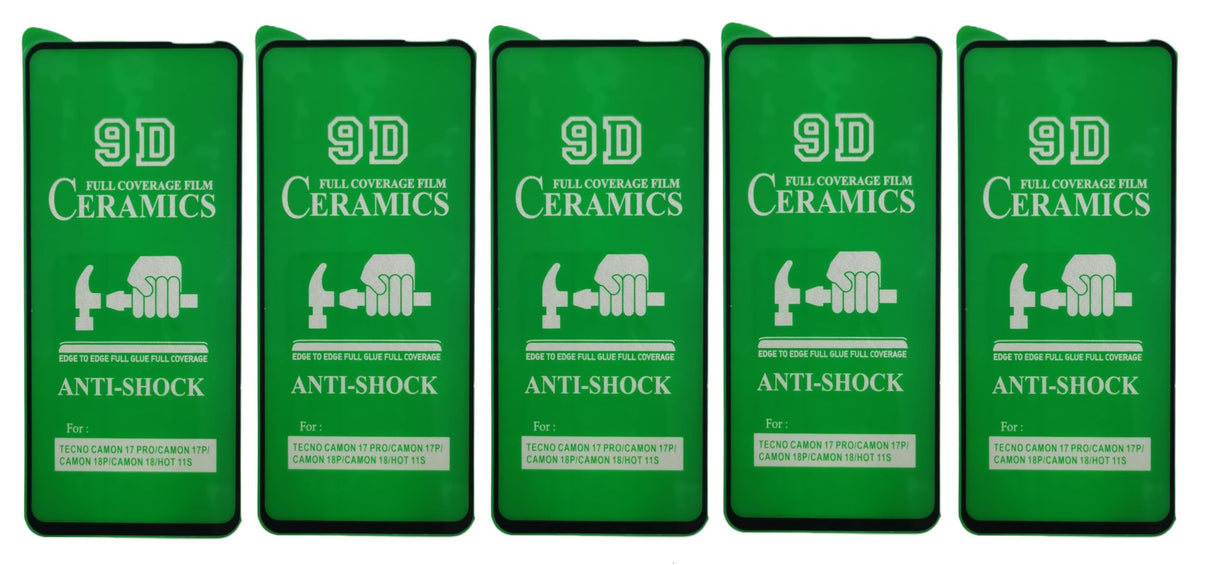 Five green anti-shock screen protectors.
