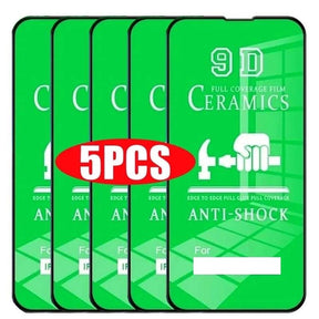 Five green ceramic phone screen protectors.