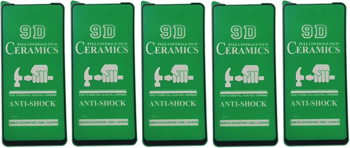 Five green ceramic screen protectors.