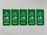 Five green-framed iPhone screen protectors.