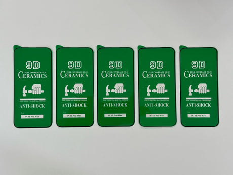 Five green-framed iPhone screen protectors.