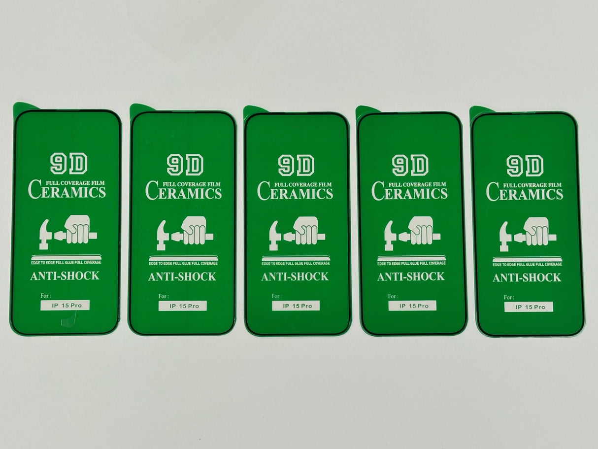 Five green phone screen protectors.