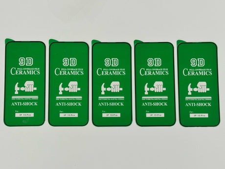 Five green phone screen protectors.