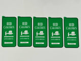 Five green phone screen protectors.