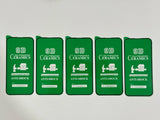 Five green phone screen protectors.