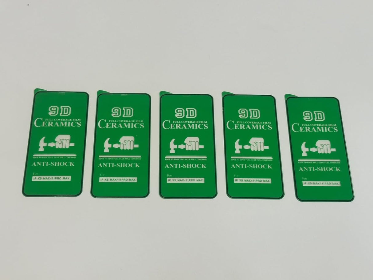 Five green phone screen protectors.