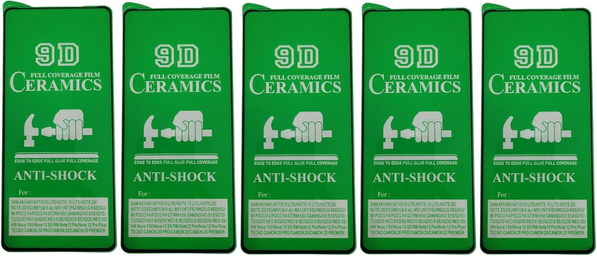 Five green phone screen protectors.