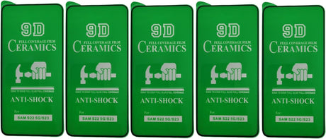 Five green phone screen protectors.