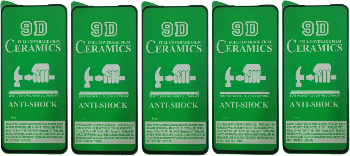 Five green screen protectors.