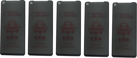 Five matte black smartphone-like devices with a circular cutout in the top left corner.
