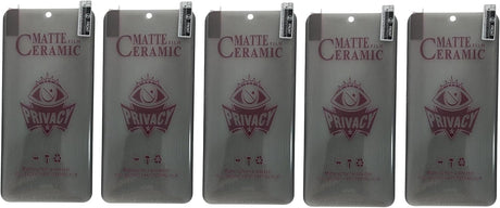 Five matte ceramic privacy screen protectors for smartphones.