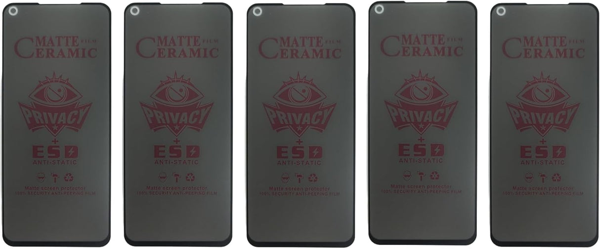 Five matte ceramic privacy screen protectors for smartphones.