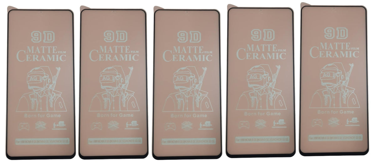 Five matte ceramic screen protectors.