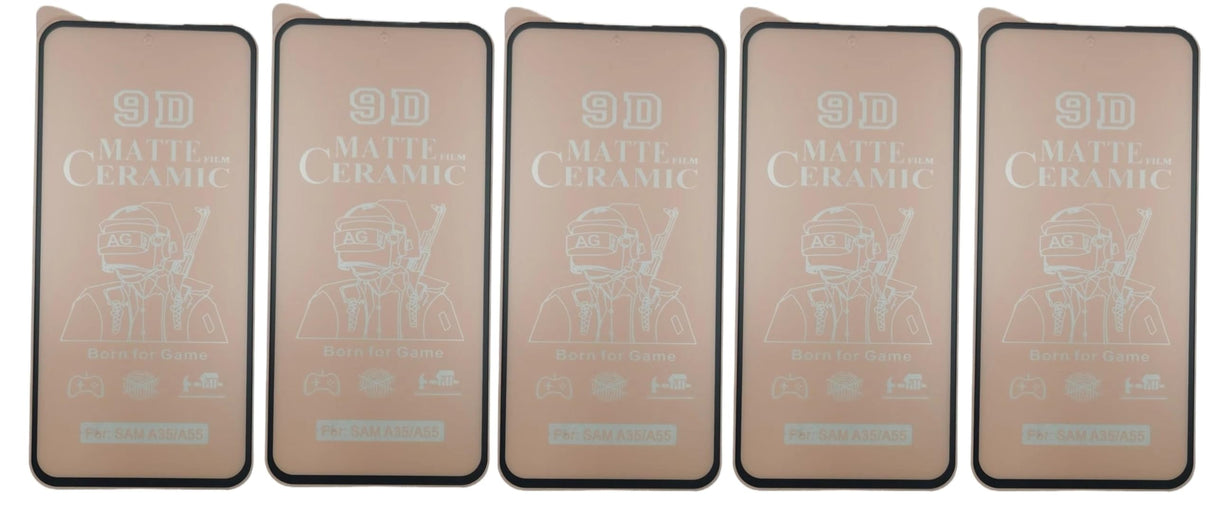 Five matte ceramic screen protectors.