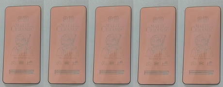 Five rectangular, pinkish-tan cards.