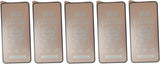 Five rectangular, rose gold-colored objects.