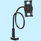 Flexible smartphone holder with a gooseneck arm and clamp base.