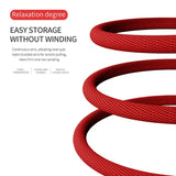 a red rope with a white background