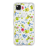 the back of a white case with colorful flowers