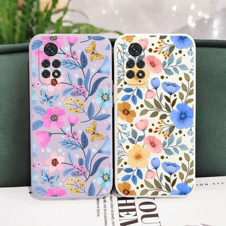 two cases with flowers on them