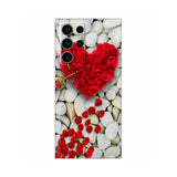 red flower and white pebbles phone case
